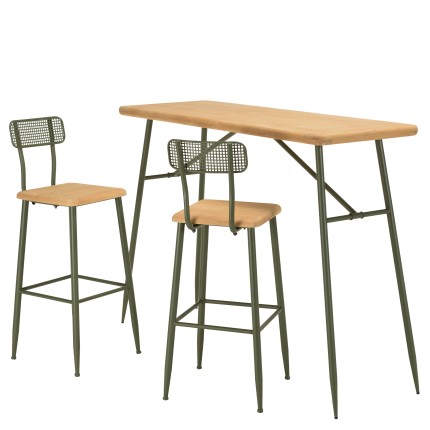 Ensemble bar HELENA - Pin et métal vert