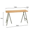 HELENA Console Table - Pine Top & Green Metal Trestle Legs