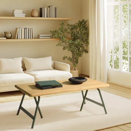 Table basse HELENA en pin et métal vert