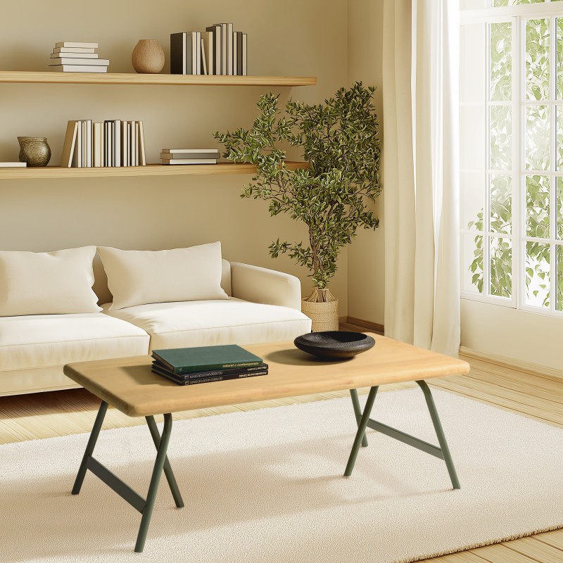 Table basse HELENA en pin et métal vert Table basse HELENA en pin et métal vert