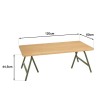 HELENA Coffee Table - Pine Top & Green Metal Trestle Legs