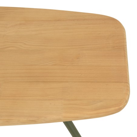 HELENA GM Coffee Table with Pine Top and Green Metal Legs