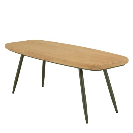 HELENA GM Coffee Table with Pine Top and Green Metal Legs