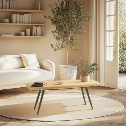 Table basse HELENA en pin et métal vert