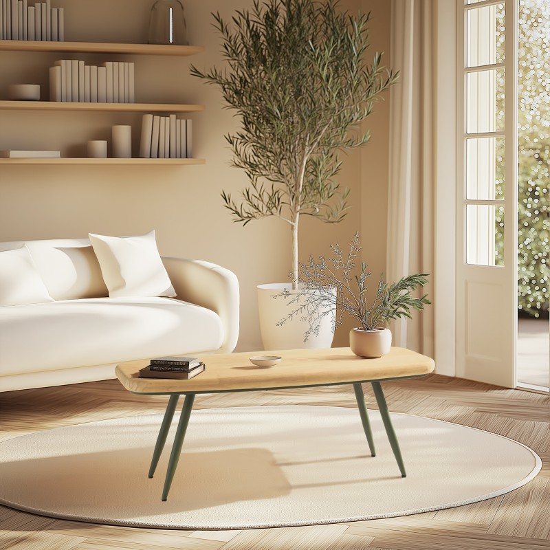 Table basse HELENA en pin et métal vert Table basse HELENA en pin et métal vert