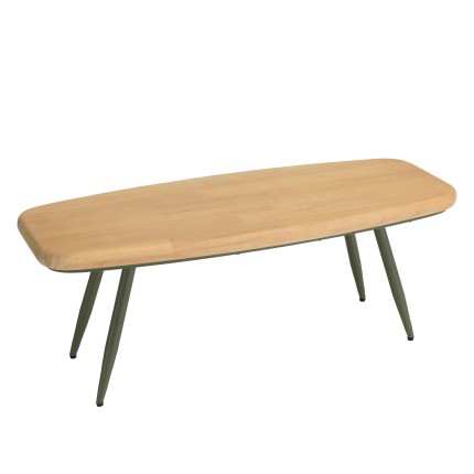 HELENA - PM Coffee Table with Pine Top and Green Metal Legs