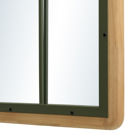 Miroir rectangulaire HELENA - Pin et métal vert