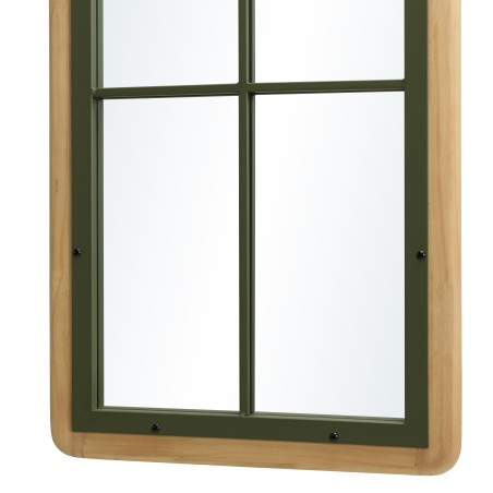 Miroir rectangulaire HELENA - Pin et métal vert