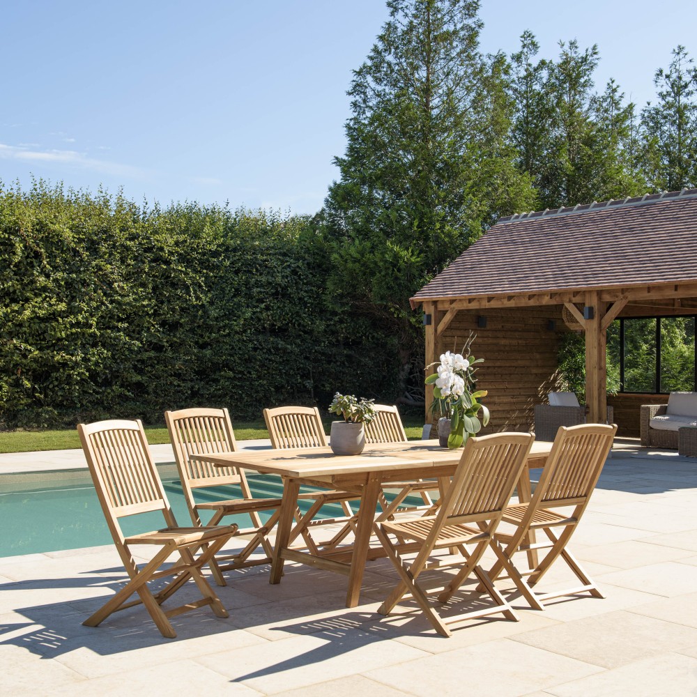 FUN Teak Garden Furniture Set for 8/10 People - Outdoor Dining Set FUN Teak Garden Furniture Set for 8/10 People - Outdoor Dining Set