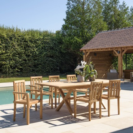FUN Teak Garden Furniture Set for 8/10 People - Outdoor Dining Set