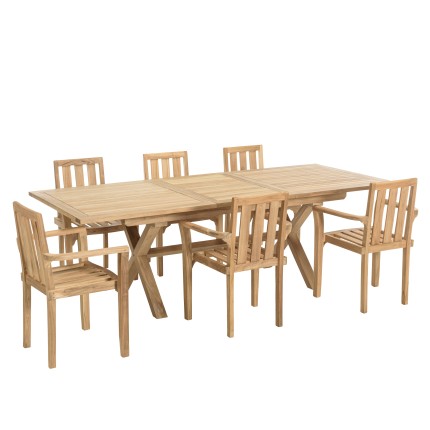 FUN Teak Garden Furniture Set for 8/10 People - Outdoor Dining Set