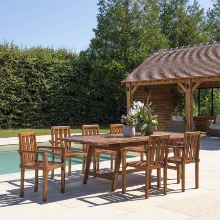 Salon de jardin en teck huilé MAEVA 8/10 personnes
