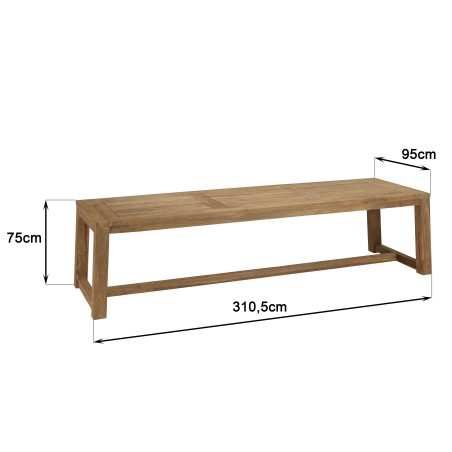 Table à manger jardin en teck recyclé 300x95cm