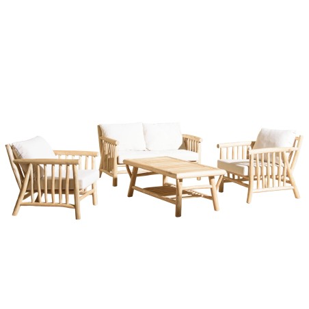 WILL - BORNEO Set: 2-Seater Sofa, 2 Armchairs, Teak Coffee Table