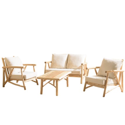 Ensemble MADURA WILL : canapé 2 p. 2 fauteuils en teck