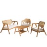 WILL - FLORES Set: 2-Seater Sofa, 2 Armchairs, 1 Teak Coffee Table