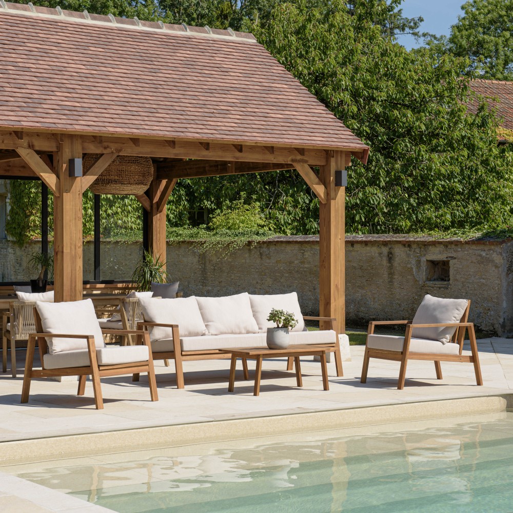 VICTOIRE - BONIFACIO 5-seater garden furniture set in oiled acacia