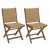 Lot 2 chaises pliantes VICK acacia huilé et rotin synthétique