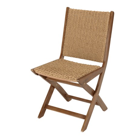 Lot 2 chaises pliantes VICK acacia huilé et rotin synthétique
