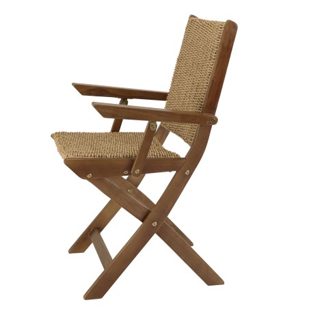 VICTOIRE Set of 2 Folding Armchairs - Oiled Acacia & Synthetic Rattan