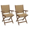 VICTOIRE Set of 2 Folding Armchairs - Oiled Acacia & Synthetic Rattan
