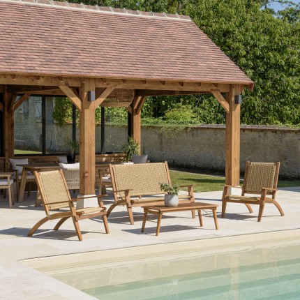 VICTOIRE 4-Seater Garden Furniture Set - Acacia & Rattan