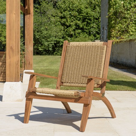 VICK 4-Seater Garden Furniture Set - Acacia & Rattan