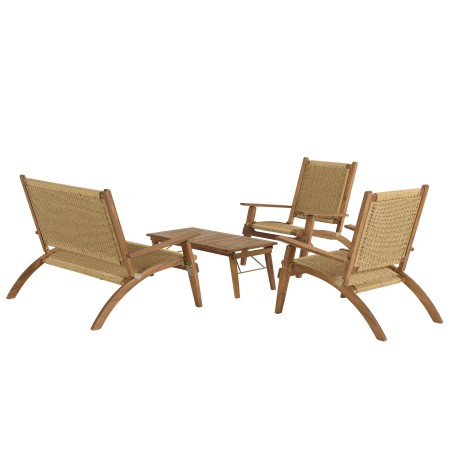 VICTOIRE 4-Seater Garden Furniture Set - Acacia & Rattan