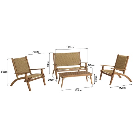 VICTOIRE 4-Seater Garden Furniture Set - Acacia & Rattan