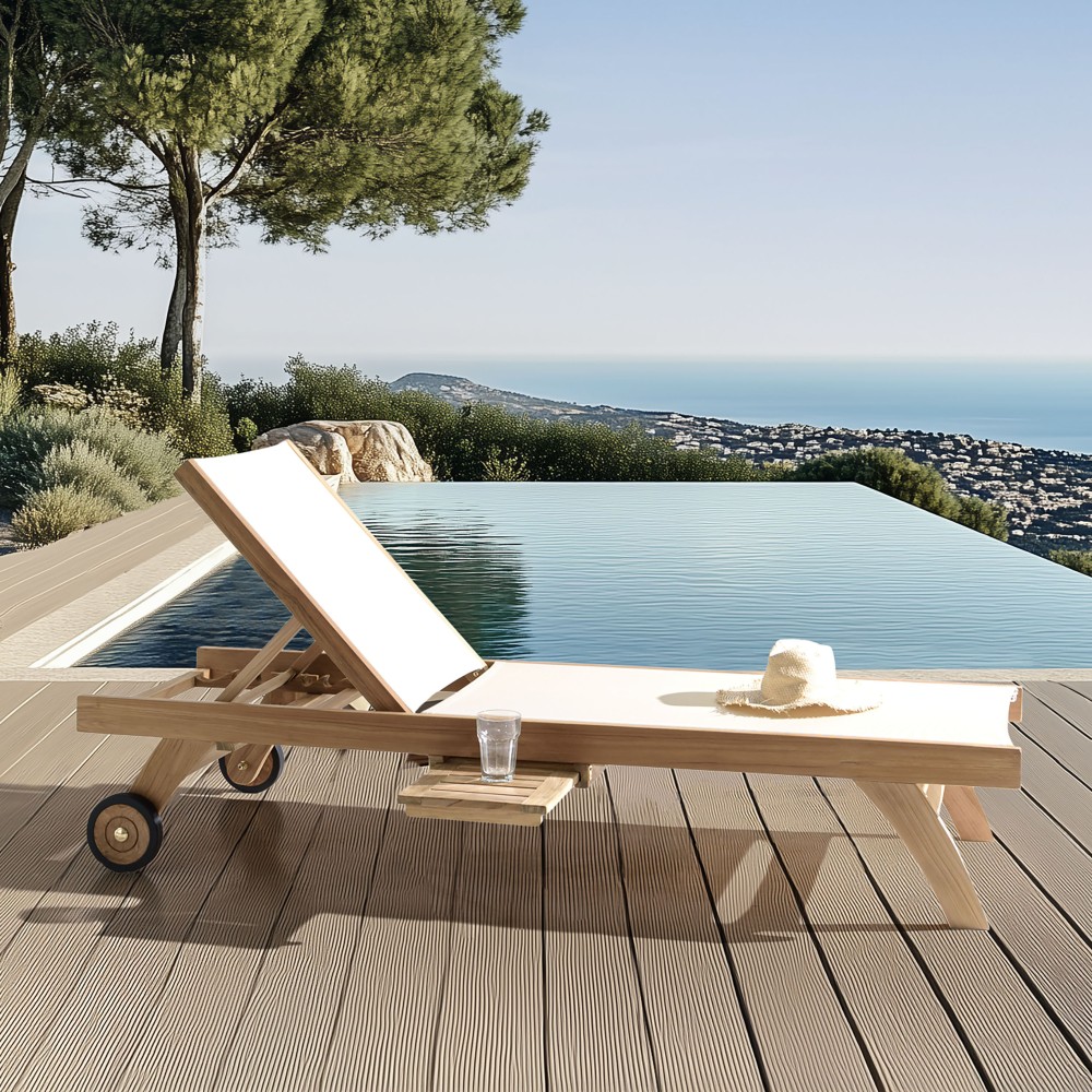 HARRIS - Bain de soleil textilène couleur beige HARRIS - Bain de soleil textilène couleur beige