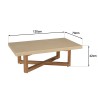 ERIS - Rectangular coffee table 120x70cm in beige concrete with crossed teak legs