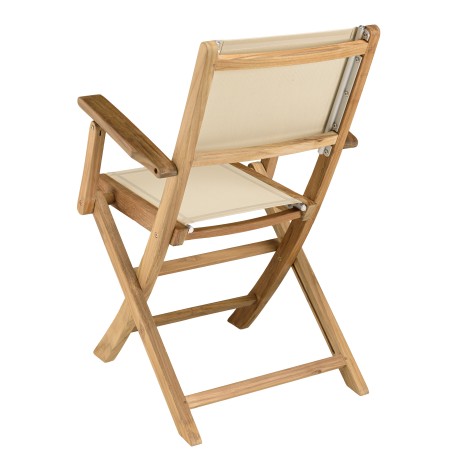 HARRIS - Set of 2 beige textilene folding armchairs