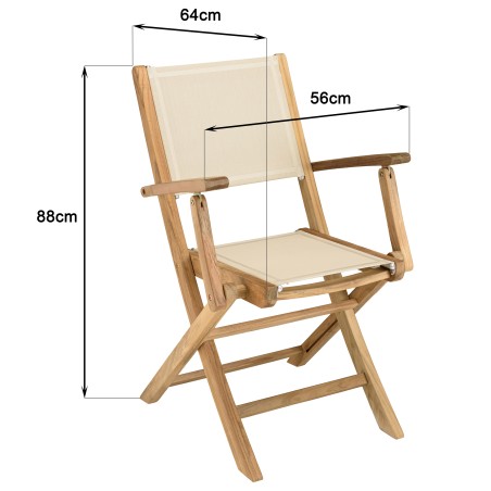 HARRIS - Lot de 2 fauteuils pliants textilène couleur beige