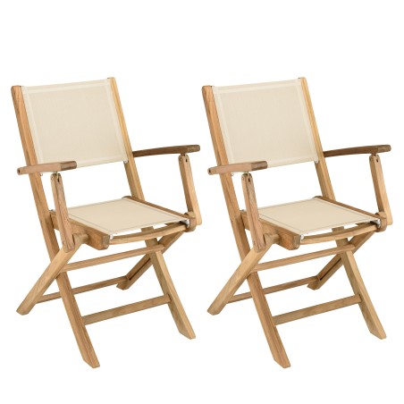 HARRIS - Lot de 2 fauteuils pliants textilène couleur beige