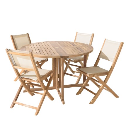 teak and textilene garden set for 4/6 people FUN