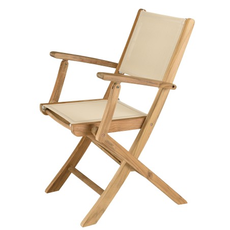 Teak and textilene garden furniture set for 10/12 people FUN