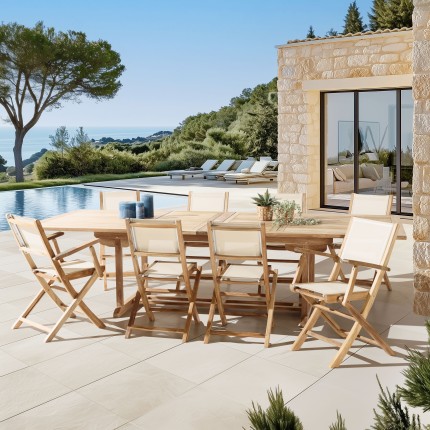 HARRIS - Lot No. 160 Teak and textilene garden furniture for 10/12 people