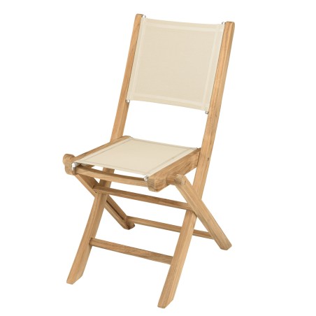 Teak and textilene garden set for 10 to 12 people