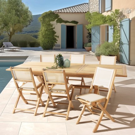 HARRIS - Lot No. 162 Teak and textilene garden furniture for 8/10 people