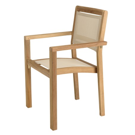 Teak and textilene garden set for 8/10 people