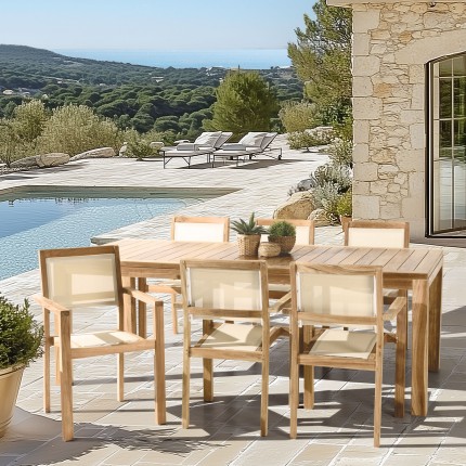 HARRIS - Lot No. 168 Teak and textilene garden furniture for 8/10 people