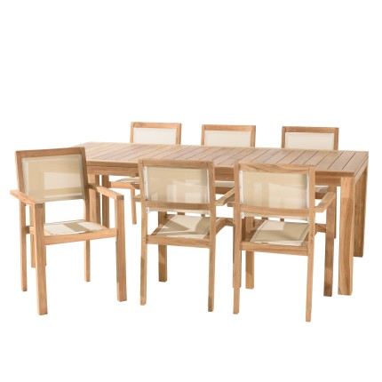 HARRIS - Lot No. 168 Teak and textilene garden furniture for 8/10 people