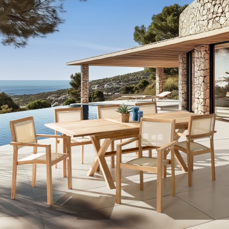 HARRIS - Lot No. 164 Teak and textilene garden furniture for 8/10 people