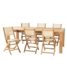 Teak and textilene garden set for 8/10 people FUN