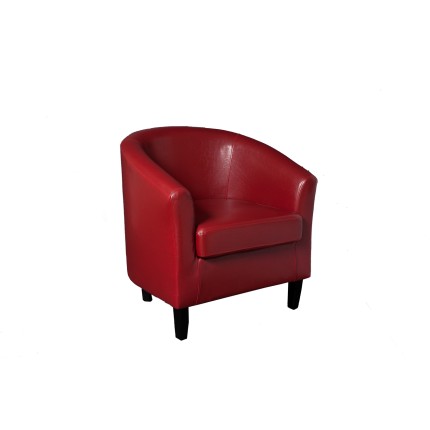Fauteuil cabriolet KATE rouge pieds noirs - Style design / factory