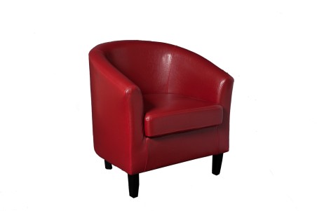 Fauteuil cabriolet KATE rouge pieds noirs - Style design / factory