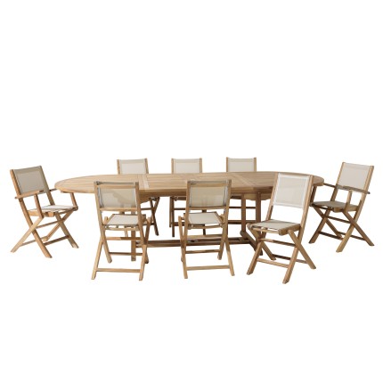 HARRIS - Lot No. 158 Teak and textilene garden furniture for 10/12 people