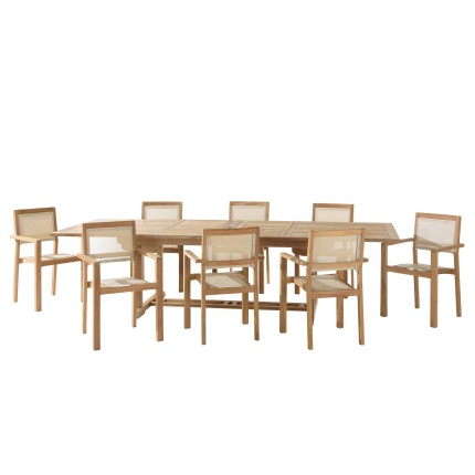 FUN - Teak and textilene garden furniture for 10/12 people
