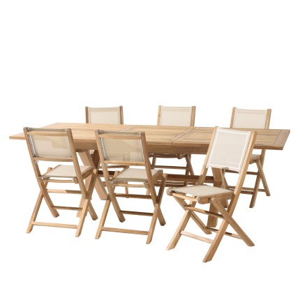 HARRIS - Lot No. 162 Teak and textilene garden furniture for 8/10 people