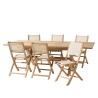 Teak and textilene garden set for 8/10 people FUN